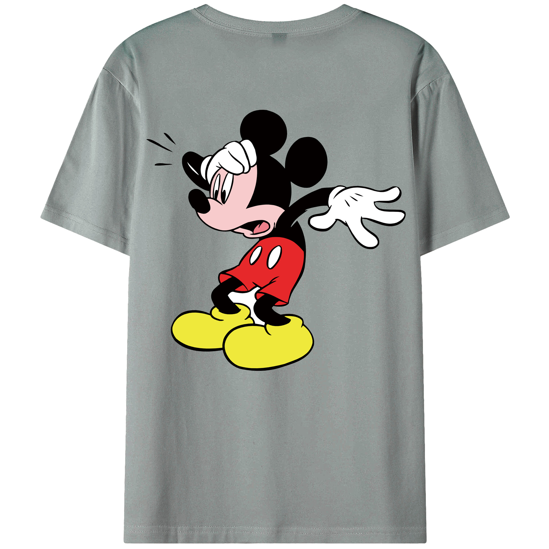 ミッキーマウス Mickey Mouse 綿100％ メンズ半袖Tシャツ（バックプリント） 通気性